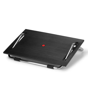Repose-pieds PODI III noir avec surface striée et cadre chromé de hjh OFFICE