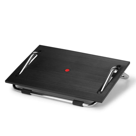 Repose-pieds PODI III noir avec surface striée et cadre chromé de hjh OFFICE