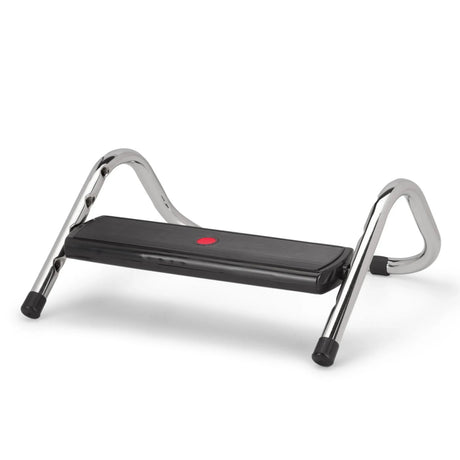 Repose-pieds PODI IV avec surface d'appui noire et cadre métallique chromé de hjh OFFICE