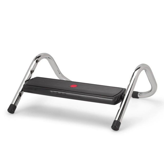 Repose-pieds PODI IV avec surface d'appui noire et cadre métallique chromé de hjh OFFICE