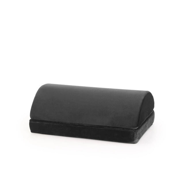 Repose-pieds noir Podi Velvet 1 avec une surface rembourrée semi-circulaire de hjh OFFICE