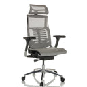 Siège de bureau haut de gamme POFIT GEN2 en gris clair avec revêtement en maille et appui-tête de hjh OFFICE