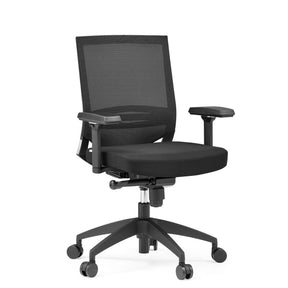 Siège de bureau de qualité professionnelle PORTO BASE noir avec dossier en maille et accoudoirs de hjh OFFICE