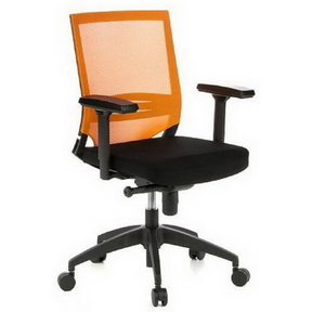 Siège de bureau de qualité professionnelle PORTO BASE en noir et orange avec dossier en maille et accoudoirs de hjh OFFICE