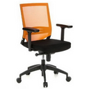 Siège de bureau de qualité professionnelle PORTO BASE en noir et orange avec dossier en maille et accoudoirs de hjh OFFICE