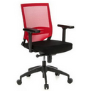 Siège de bureau de qualité professionnelle PORTO BASE avec revêtement en maille rouge et noir et accoudoirs noirs de hjh OFFICE