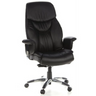 Siège de direction de luxe PRADO avec revêtement en cuir noir et pied en étoile chromé de hjh OFFICE