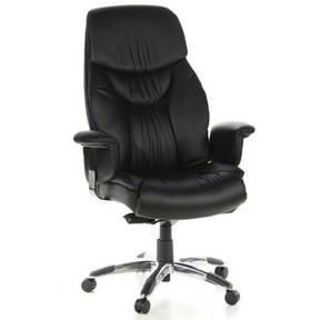 Siège de direction de luxe PRADO avec revêtement en cuir noir et pied en étoile chromé de hjh OFFICE