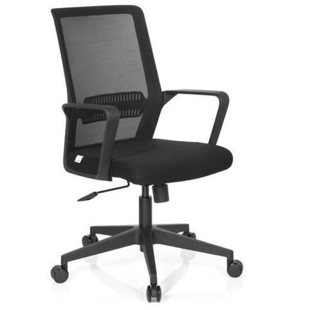 Siège de bureau à domicile PRESTON noir avec dossier en maille et accoudoirs de hjh OFFICE