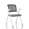 Chaise pliante PRIORITY II W PU grise avec dossier en maille, accoudoirs et roulettes de hjh OFFICE