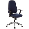 Siège de bureau de qualité professionnelle PRO-TEC 200 avec revêtement bleu foncé, accoudoirs et piètement étoile en métal de hjh OFFICE
