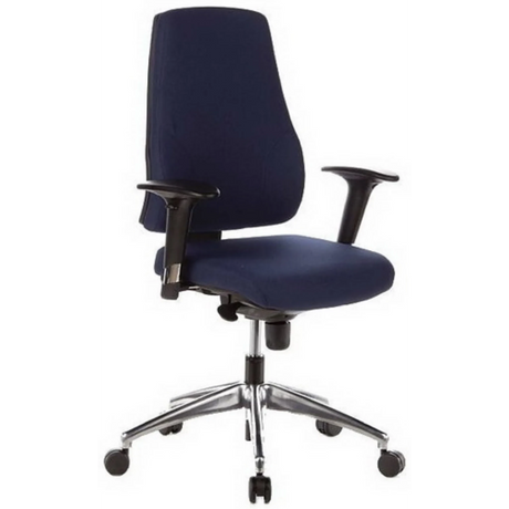 Siège de bureau de qualité professionnelle PRO-TEC 200 avec revêtement bleu foncé, accoudoirs et piètement étoile en métal de hjh OFFICE