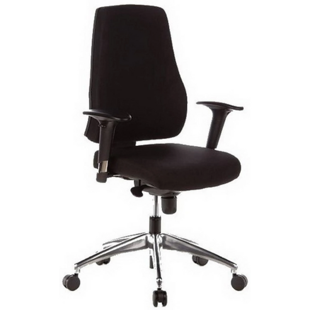 Siège de bureau de qualité professionnelle PRO-TEC 200 noir avec accoudoirs et pied en étoile argenté à roulettes de hjh OFFICE