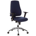 Siège de bureau de qualité professionnelle PRO-TEC 200 avec revêtement bleu foncé, accoudoirs et piètement étoile en métal de hjh OFFICE