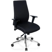 Siège de bureau de qualité professionnelle PRO-TEC 250 en noir avec accoudoirs et pied en étoile argenté à roulettes de hjh OFFICE