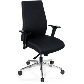 Siège de bureau de qualité professionnelle PRO-TEC 250 en noir avec accoudoirs et pied en étoile argenté à roulettes de hjh OFFICE