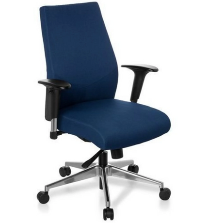 Siège de bureau de qualité professionnelle PRO-TEC 250 avec revêtement en tissu bleu foncé et piètement argenté de hjh OFFICE