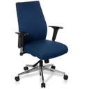 Siège de bureau de qualité professionnelle PRO-TEC 250 avec revêtement en tissu bleu foncé et piètement argenté de hjh OFFICE