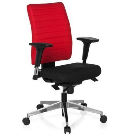 Siège de bureau de qualité professionnelle PRO-TEC 350 en noir et rouge avec accoudoirs et pied en aluminium de hjh OFFICE