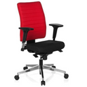 Siège de bureau de qualité professionnelle PRO-TEC 350 en noir et rouge avec accoudoirs et pied en aluminium de hjh OFFICE