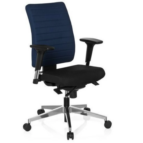 Siège de bureau de qualité professionnelle PRO-TEC 350 en bleu et noir avec accoudoirs et piètement en aluminium de hjh OFFICE