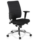 Siège de bureau de qualité professionnelle PRO-TEC 350 avec revêtement noir, accoudoirs et piètement argenté de hjh OFFICE