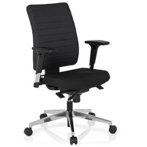 Siège de bureau de qualité professionnelle PRO-TEC 350 avec revêtement noir, accoudoirs et piètement argenté de hjh OFFICE