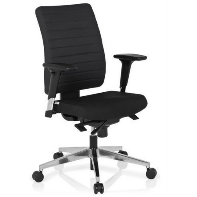 Siège de bureau de qualité professionnelle PRO-TEC 350 avec revêtement noir, accoudoirs et piètement argenté de hjh OFFICE