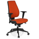 Siège de bureau de qualité professionnelle PRO-TEC 500 avec revêtement en tissu rouge, accoudoirs noirs et base à roulettes de hjh OFFICE