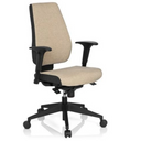 Siège de bureau de qualité professionnelle PRO-TEC 500 avec revêtement en tissu beige, accoudoirs noirs et pied à roulettes de hjh OFFICE
