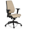 Siège de bureau de qualité professionnelle PRO-TEC 500 avec revêtement en tissu beige, accoudoirs noirs et pied à roulettes de hjh OFFICE