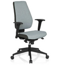 Siège de bureau de qualité professionnelle PRO-TEC 500 avec revêtement gris, accoudoirs noirs et base à roulettes de hjh OFFICE
