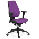Siège de bureau de qualité professionnelle PRO-TEC 500 avec revêtement en tissu violet, accoudoirs noirs et base à roulettes de hjh OFFICE