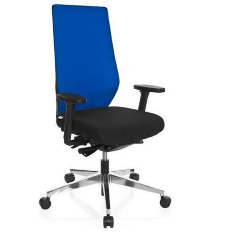 Siège de bureau de qualité professionnelle PRO-TEC 700 en noir et bleu avec accoudoirs et pied en aluminium de hjh OFFICE
