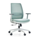 Siège de bureau à domicile PROFONDO ECO W en menthe avec dossier en maille et structure blanche de hjh OFFICE