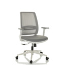 Siège de bureau à domicile PROFONDO ECO W gris avec dossier en maille et pied en étoile blanc de hjh OFFICE