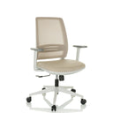 Siège de bureau à domicile PROFONDO ECO W en beige avec dossier en maille et structure blanche de hjh OFFICE