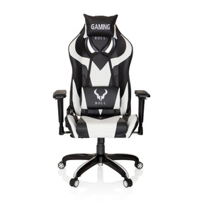 Fauteuil Gamer PROMOTER I en combinaison de couleurs noir et blanc avec coussins de cou et lombaire de hjh OFFICE