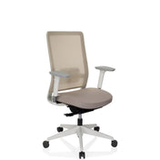 Siège de bureau de qualité professionnelle PURE WHITE en beige avec dossier en maille et pied en étoile blanc de hjh OFFICE