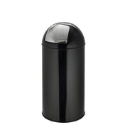 Poubelle PUSH 35L noire avec surface brillante et couvercle à pression argenté de hjh OFFICE