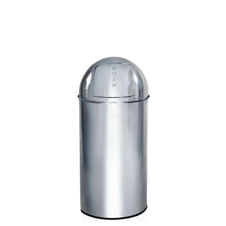 Poubelle PUSH 35L en chrome brillant avec couvercle push de hjh OFFICE