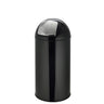 Poubelle PUSH 35L noire avec surface brillante et couvercle à pression argenté de hjh OFFICE