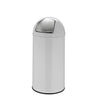 Poubelle PUSH 35L blanche avec surface brillante et couvercle push argenté de hjh OFFICE