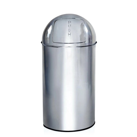 Poubelle PUSH 50L en chrome brillant avec couvercle push de hjh OFFICE