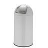 Poubelle PUSH 50L blanche avec surface brillante et couvercle push argenté de hjh OFFICE