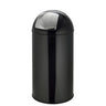 Poubelle PUSH 50L noire avec surface brillante et couvercle à pression argenté de hjh OFFICE