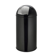 Poubelle PUSH 50L noire avec surface brillante et couvercle à pression argenté de hjh OFFICE