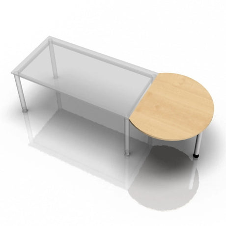 Table d'appoint QA60 / QA80 / QA160 en bois d'érable clair avec un plateau semi-circulaire et un piètement argenté de hjh OFFICE PRO