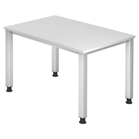Bureau blanc QUEO 12 S avec plateau rectangulaire et pieds réglables en hauteur de hjh OFFICE PRO