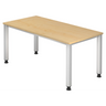 Bureau réglable en hauteur QUEO 16 S en érable avec quatre pieds argentés de hjh OFFICE PRO